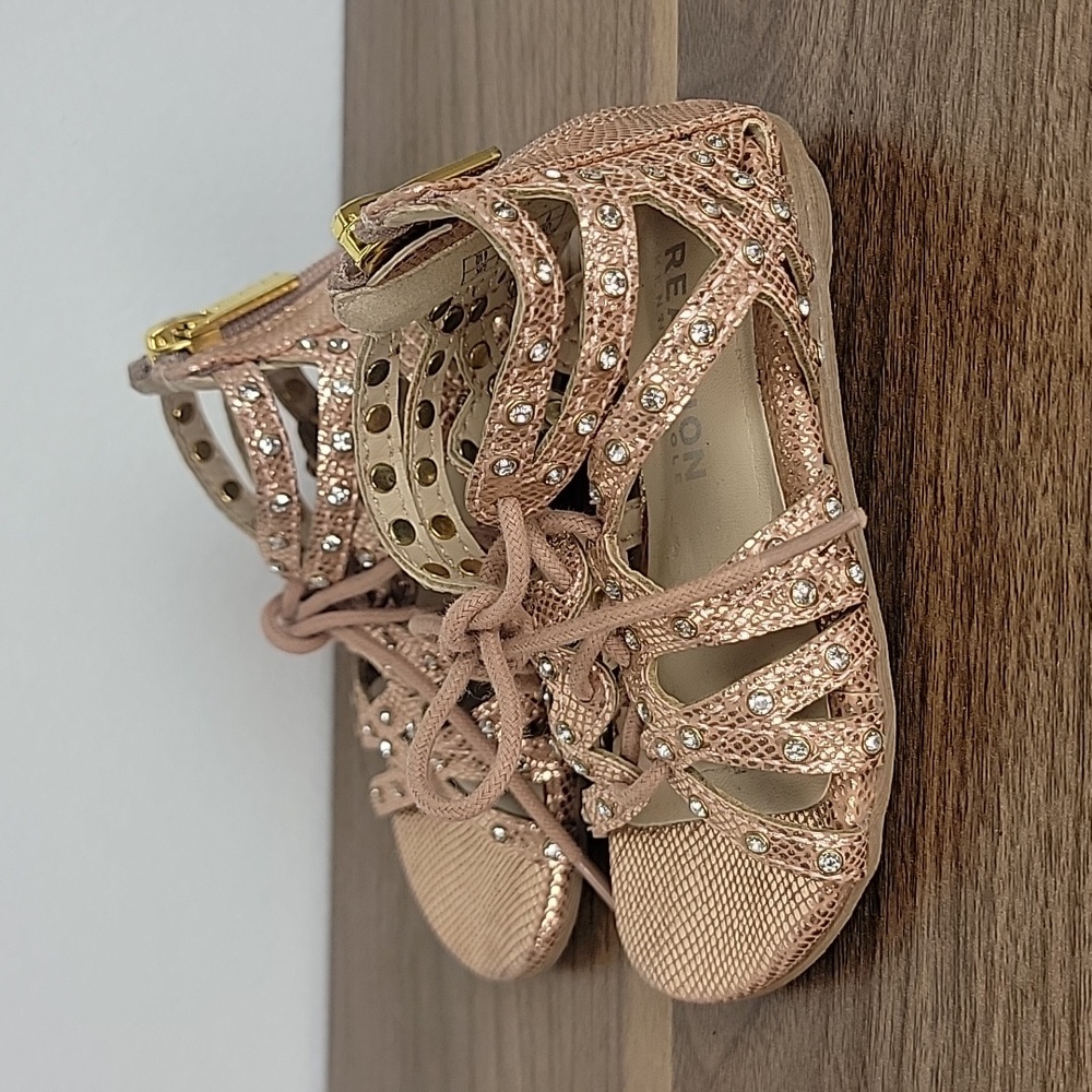 Kenneth Cole Reaction Iridescent Rose Bling Gladiator Sandals Girls 7